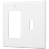 Bates- Combination Wall Plate, Toggle Switch/Decorator, White, 4.5"x4.5"/Standard Size, 2