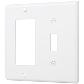 Bates- Combination Wall Plate, Toggle Switch/Decorator, White, 4.5"x4.5"/Standard Size, 2 Gang Wall Plate