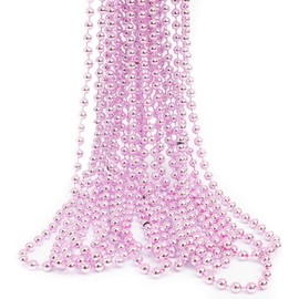 GiftExpress 72pcs 33" Baby Pink Mardi Gras Beads Necklace, Metallic Baby Pink Beaded Necklace, Mardi Gras Throws, St Patricks's Day Beads, Party Beads Costume Necklaces