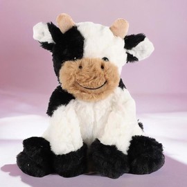Spring Cute Cow Design Plush Toy for Teens and Adults and Pets, Summer Gifts, Plush Animal for Home Decor, Stuffed Animal Toy, Cute Sitting Cow Stuffed Animals, Cow Plush Stuffed Plushies, Birthday Gift - Color: Purple And White, Specification: one-size