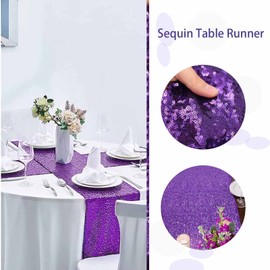 Eternal Beauty Purple Sequin Table Runners 2 Pack 12x72 Inch for Kitchen Dining, Wedding, Party, Baby Shower and Birthday Decorations ( 30 x 183 cm)