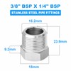 ERGAOBOY 10 Pcs 304 Stainless Steel Reducer Hex Bushing, 3/8"