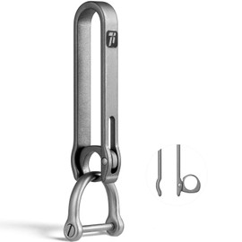 TISET Belt Key Clip,Titanium Belt Key Chain,EDC Belt Loop Keychain Clip,Belt Key Holder with Key Ring,Key Fob Keychain for Men (grey-belt clip+stainless steel d ring)
