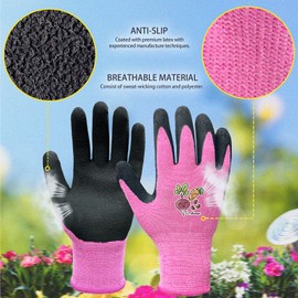 Evridwear Kids Gardening Gloves for Boys Girls Outdoor Yard Work,Planting (S (5-7yr), Pink)