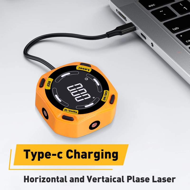 Digital Protractor, 5-Side Protractor, Digital Magnetic with Laser Levelling Tool,