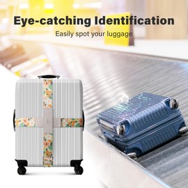Luggage Straps for Suitcases,Adjustable Luggage Elastic Belt, Travel Essentials for Airport,Station, Vibrant Designs, (Enchanting Blossom)