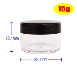 Wopanxye 12pcs 15ml Small Sample Jars, 15 Gram Empty Cosmetic Container, Plastic Round Pot With Screw Cap Lid, Tiny 15g Bottle for Makeup Eye-shadow Nails Powder Jewelry (Black/White/Purple/Green)