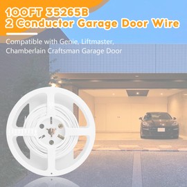 35265B 100FT Garage Door Wire for Genie Liftmaster Chamberlain Craftsman Garage Door Sensors- 2 Conductor Garage Door Sensors Wire 100FT 24/2 AWG