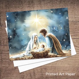 Mary and Joseph Birth of Jesus Christ Print, Watercolor Christian Spiritual Holy Painting Nativity Print, Trendy Living Room Home Decor, Nursery Bedroom Art, Christian (11 X 14 INCH Print Unframed)