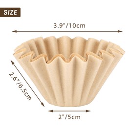 EUSOAR 1-4 Cup Coffee Paper Filters, Pack of 50 Natural Brown Unbleached Disposable Coffee Filter, Fits Small Basket Style Single Serve Pour Over and Drip Coffee Makers, for Home Office Use