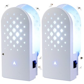 Lulu Home Indoor Flying Insect Trap, 2 Packs Plug-in Bug Light Catcher with 10 Reversible Sticky Pads, 365nm Wavelength Attracting Mosquitos, Moths, Fruit Flies, Gnats and More for Home & Office