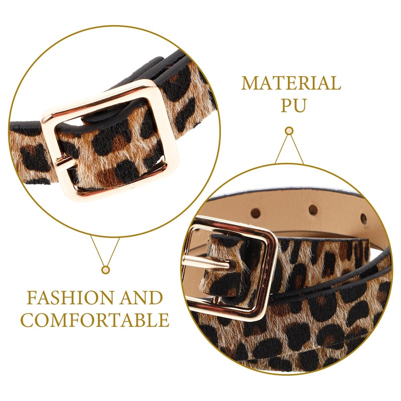 PACKOVE Belt with Leopard Print Leather Belt with Animal Pattern