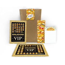 12 Invitations for Birthday VIP Children's Birthday Girls Boys Boys Adults Invitations for VIP Party Including 12 Envelopes, 12 Bags / Natural, 12 Stickers, 12 Bookmarks, 12 Notepads