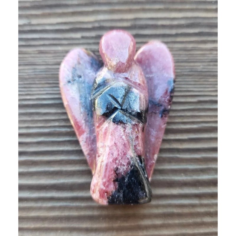 NATURAL 2" RHODONITE STONE HANDCARVED GEMSTONE ANGEL