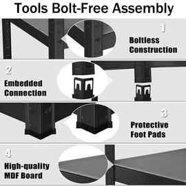 ANSIMIDA 4 Tiers Steel Shelves for Storage Heavy Duty Garage Organization Utility Shelf Rack for Books, Kitchenware, Tools Bolt-Free Assembly 31x 16x 63Inches