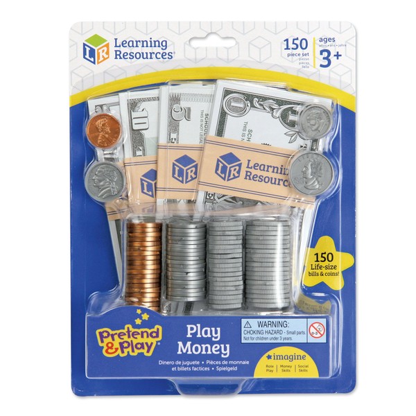 Learning Resources Pretend and Play, Play Money, Counting, Math, Currency, 150 Pieces, Ages 3+