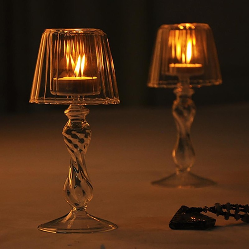 Crystal Glass Candle Holders Banquet Decorations Corrosion Resistance Durable Lamp