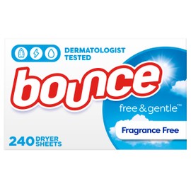 Bounce Free & Gentle Dryer Sheets, Unscented, 240 Count, Hypoallergenic and Dermatologist Tested