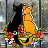 GDZTBS Stained Glass Panel, Stained Glass Cats Window Panel Stained