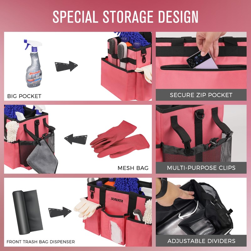 SCAVATA Wearable Cleaning Caddy Bag, Cleaning Caddy Supplies Organizer with