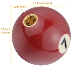 Arenbel 7 Billiard Ball Shifter Knob Car Racing Shift Lever Stick Polished Gear Handle Fit Most Manual Auto Vehicles, Dark red