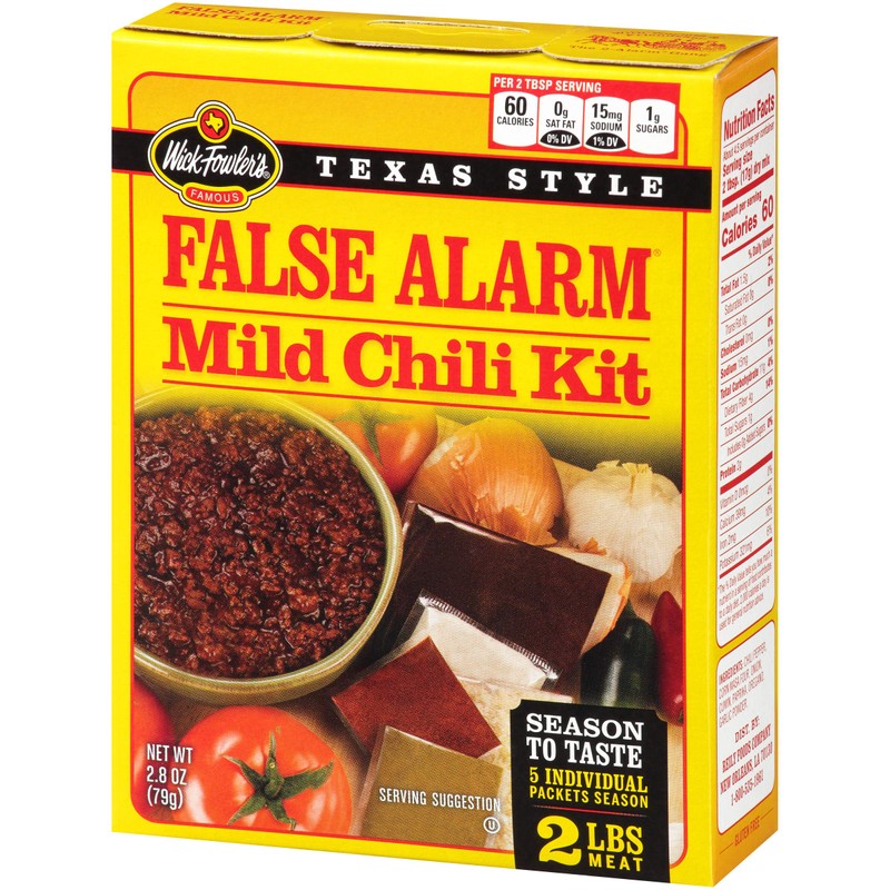 Wick Fowler's False Alarm Mild Chili Kit, Texas Style Chili