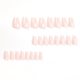 24PCS reusable fake nails - pressed nails, minimalist French style, sticky nails - women's and girls' fake nails (medium to long square nails)
