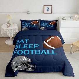 Feelyou Football Comforter Set for Kids Boys Girls Rugby Sports Games Comforter Full Size Football Player Bedding Set Bedroom Decor Football Gift Quilt Set Bedding Collection 3Pcs