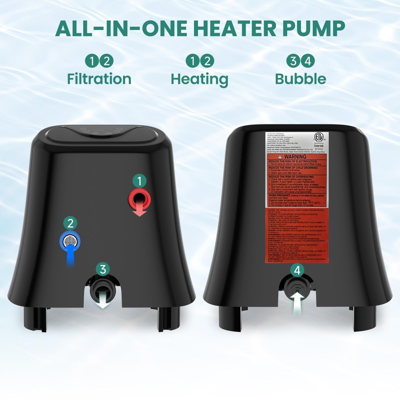 DoCred 1350W Hot Tub Heater Pump, Multifunctional SPA Heating Pump