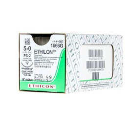 Ethicon ETHILON Nylon Suture, 1666G, Synthetic Non-absorbable, PS-2 (19 mm), 3/8 Circle Needle, Size 5-0, 18" (45 cm)