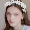 Tulle Flower Headband, Princess Pearl Hair Accessories, White Floral Wreath