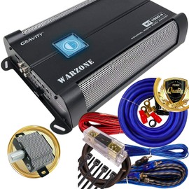 Gravity 1000.4 Class AB Car Amplifier - 1000 Watts, 2/4 Ohm Stable, Stereo 4 Channels, Mosfet Power Supply, Great for Subwoofers (2nd Generation) with 4 Channels Kit Blue Bundle