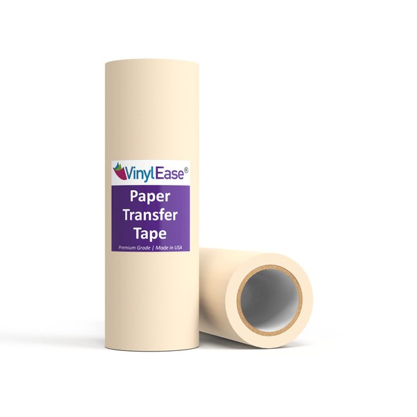 Vinyl Ease 12inch x 100 feet roll of Paper Transfer Tape with a Medium to High Tack Layflat Adhesive. Works with a Variety of Vinyl. Great for Decals, Signs, Wall Words and More. American Made V0821