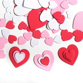 60PCS Heart Foam Stickers Valentine's Day Self Adhesive Foam Heart Stickers for Kids Red Pink White Foam Hearts for Crafts Arts Scrapbooking Home Decor Valentines Decoration Wedding (3 Sizes)