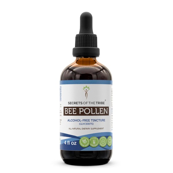Secrets of the Tribe Bee Pollen Tincture Alcohol-Free Extract, High-Potency Herbal Drops, Tincture Made from Bee Pollen (Bee Pollen) 4 oz
