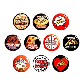 Funny Pizza Buttons Pins for Jackets or Backpacks 10 Pack of 1 Inch Buttons with Pizza Quotes Funny Pizza Sayings Set of 10 10P24-2