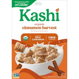 Kashi Breakfast Cereal, Organic, Whole Grain, Cinnamon Harvest, 18oz Box (1 Box)