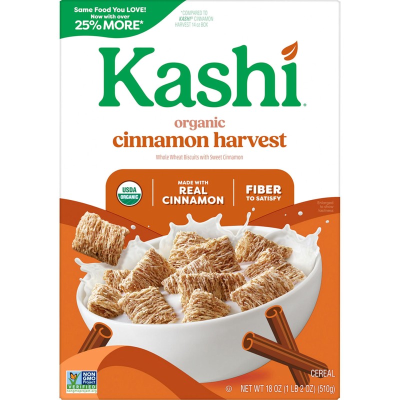 Kashi Breakfast Cereal, Organic, Whole Grain, Cinnamon Harvest, 18oz Box