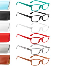 Kerecsen 6-Pack Reading Glasses Blue Light Blocking,Spring Hinge Readers for Men Women,Computer Eyeglasses (6 Mix Color-2, 2.50, x)