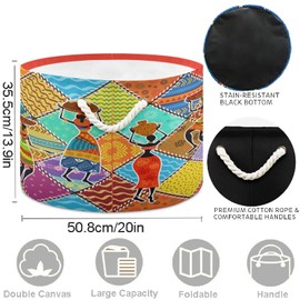 visesunny Storage Basket Dancing African Woman Colorful Patchwork Nursery Hamper Basket Clothes Toy Storage Organizer Bin Box Collapsible Laundry Bag for Kid Room,Playroom,Bathroom,Living Room,Dorm