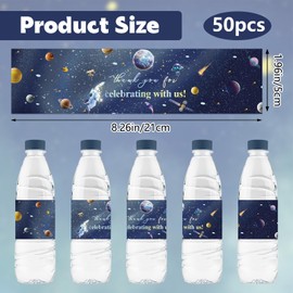 URROMA Starry Sky Theme Water Bottle Labels,50Pcs Waterproof Drinks Wrappers Milky Way Pattern Bottle Decor for Wedding Birthday Party Baby Shower