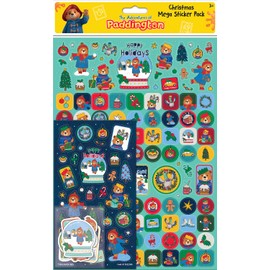 The Adventures of Paddington Christmas Mega Sticker Pack | Three Types of Stickers (Around 150 Total) | Reusable on Non-Porous Surfaces, Metallic Blue