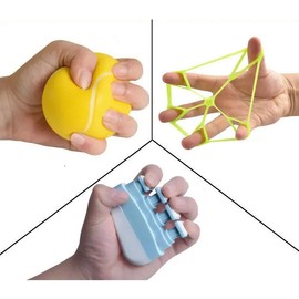 Otako Rehabilitation Grip Hand Grip Strengthener Finger Exerciser, Grip Strength Trainer New Material,Forearm Grip Workout, Finger Stretcher, Relieve Wrist Pain, Carpal Tunnel, Trigger Finger, Grip Ball (Mid-Rehabilitation Three-Piece Set - Medium Resist