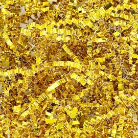 Corlcol 1/2LB (8oz) Crinkle paper Filler for Gift Box Bag and Basket(Bright Gold)
