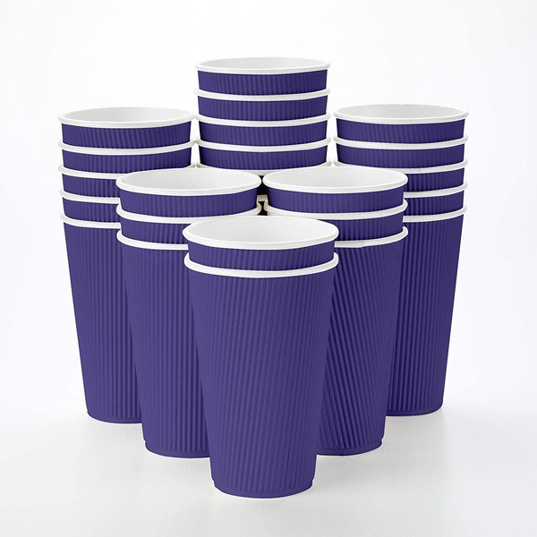 Insulated Paper Coffee Cups - Ripple Wall - Royal Purple - 16 oz - 500ct Box - MATCHING LIDS SOLD SEPARATELY: RWA0360B, RWA0360W, RWA0328LG, RWA0328GR, RWA0328HP, RWA0283W, RWA0283B