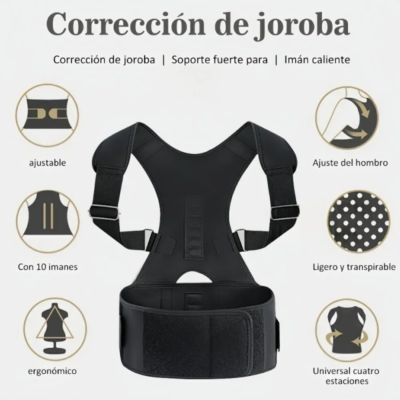 Faja Lumbar Corrector Postura Ajustable Thorcico Magntica -