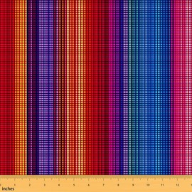 Feelyou Mexican Stripes Fabric by The Yard, Cinco de Mayo Upholstery Fabric for Chairs, Ethnic Boho Native American Decorative Waterproof Outdoor Fabric, 3 Yards, Colorful