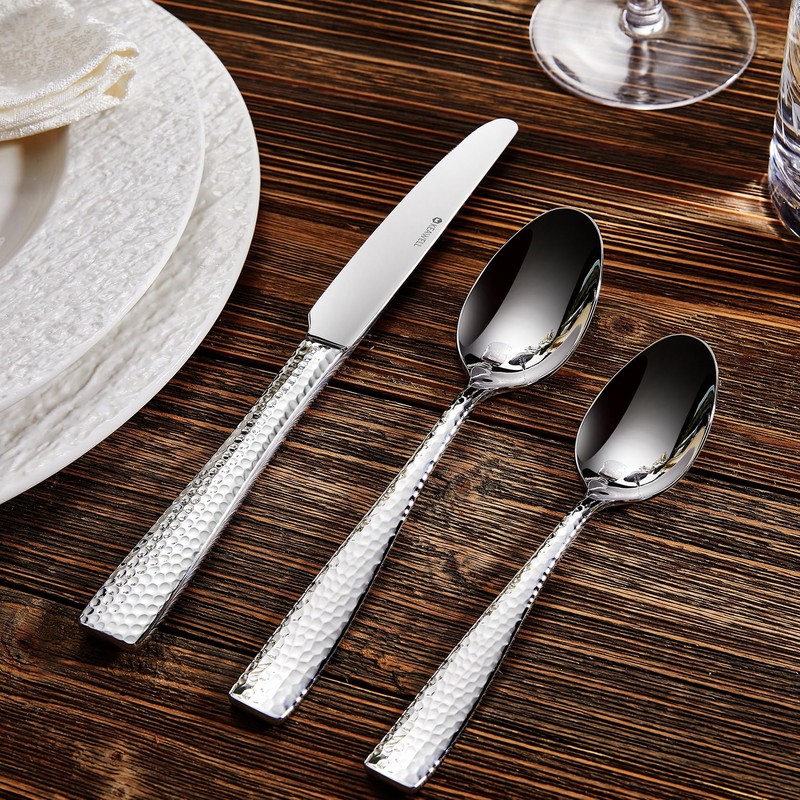 KEAWELL Premium 20/45/65 Piece Louis Hammered Silverware Set with Squared