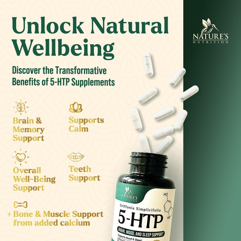 5 HTP Supplement Capsules 200 mg 5HTP Plus Calcium for