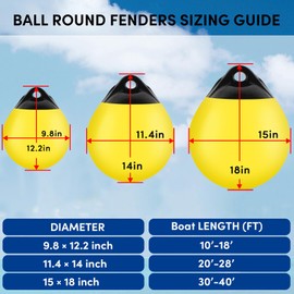 VEITHI 2 Pack Boat Buoy Ball Anchor Buoy Round Boat Fenders,Vinyl Inflate Marine Mooring Buoy with Pump,Buoys for Boat Boat Mooring Buoys Yellow 15 x 18 inch,Boat Buoys Bumpers for Anchoring,Marking
